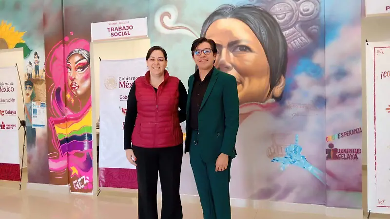 Angélica Hernández Gallo, directora general de Derechos Humanos y José Manuel Rentería Gualito director de IMJUV.